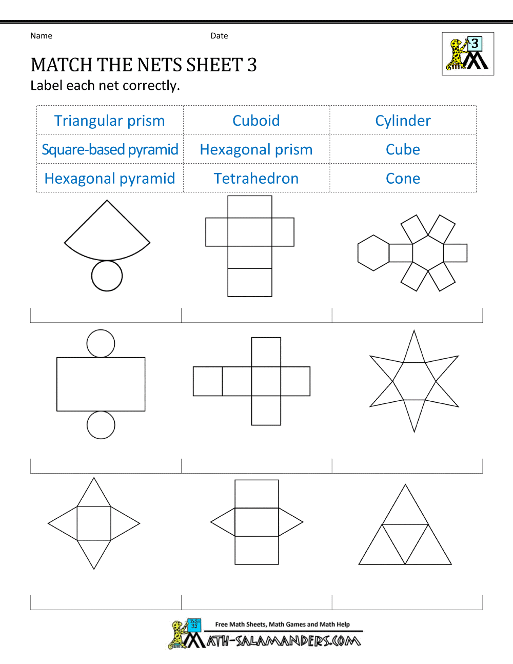 Nets Of Prisms And Pyramids Worksheet Practice Sheets For Geometry Students Nets Of Prisms And Pyramids Worksheet Practice Sheets For Geometry Students