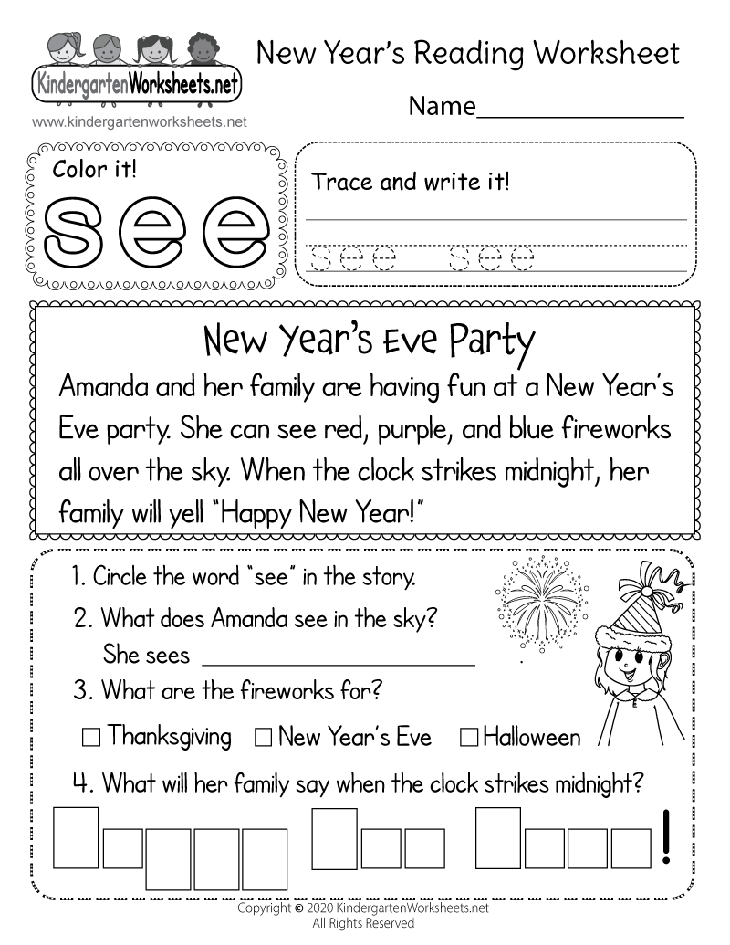New Year S Reading Worksheet Free Printable Digital PDF