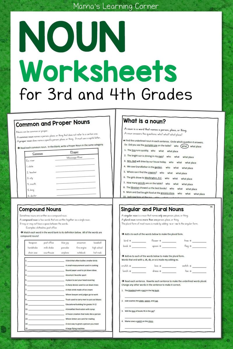 Noun Worksheets For 3rd And 4th Grades Mamas Learning Corner Noun Worksheets For 3rd And 4th Grades Mamas Learning Corner