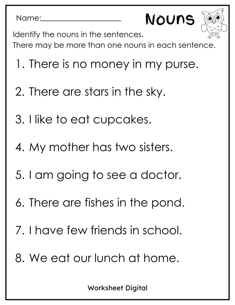 Nouns Worksheet Grammar Practice For Grades 1 3 PDF Etsy Nouns Worksheet Grammar Practice For Grades 1 3 PDF Etsy