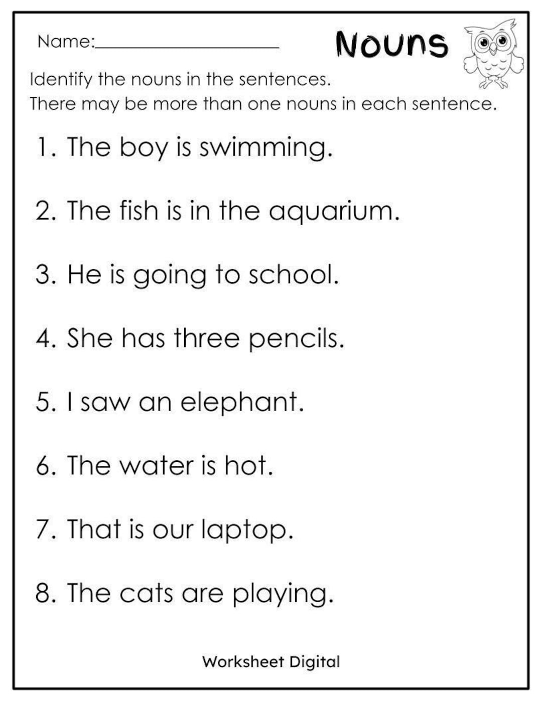 Nouns Worksheet Grammar Practice For Grades 1 3 PDF Etsy Nouns Worksheet Grammar Practice For Grades 1 3 PDF Etsy