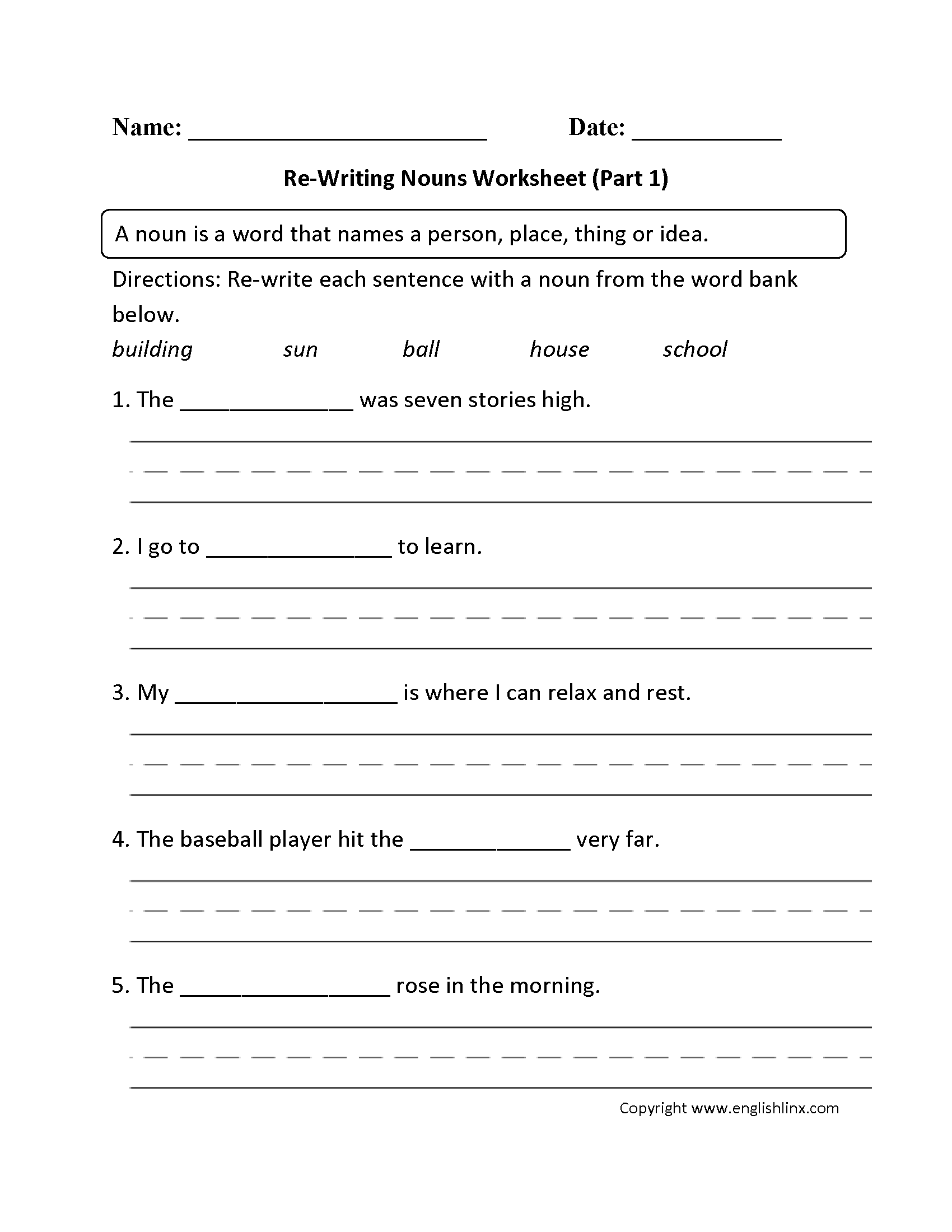 Printable Plural Nouns Worksheets For Kids Tree Valley Academy