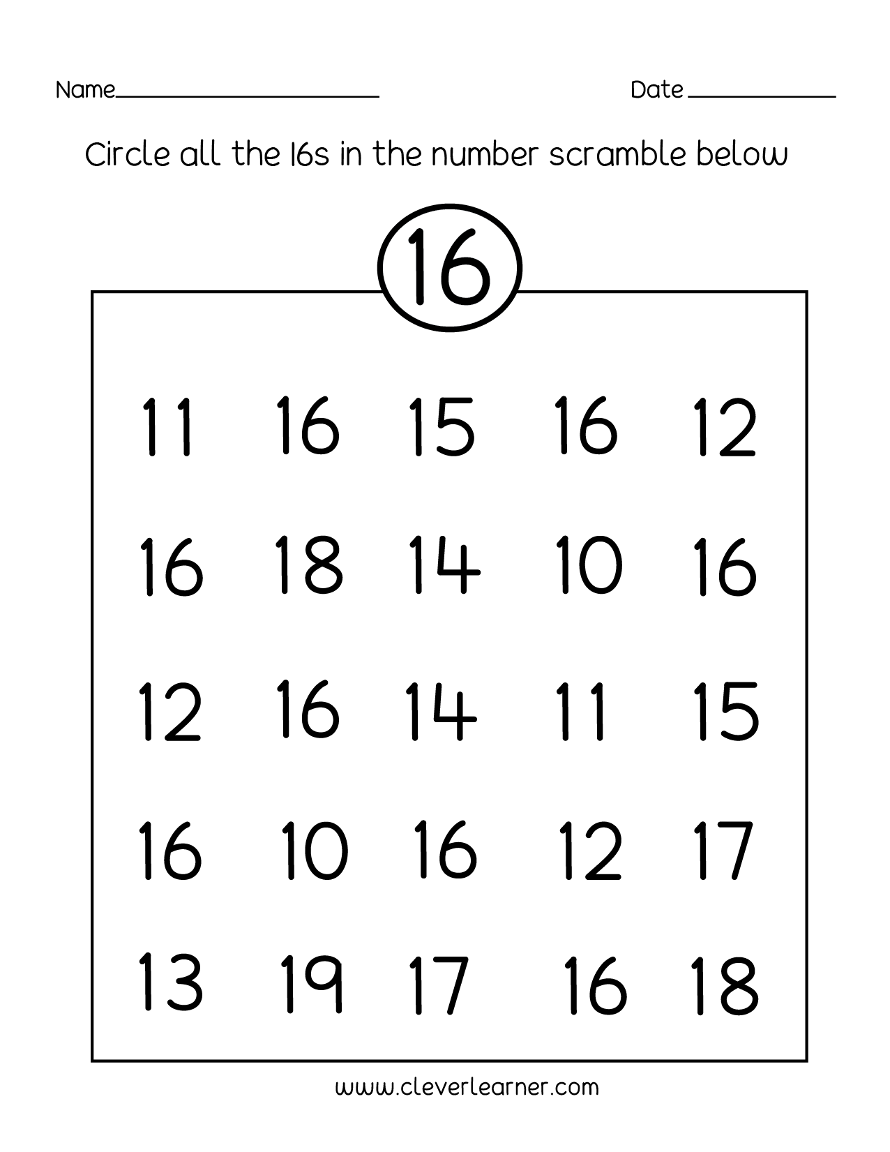 Number 16 Writing Counting And Identification Printable Worksheets For Children FREE Printable Number 16 Tracing Worksheets