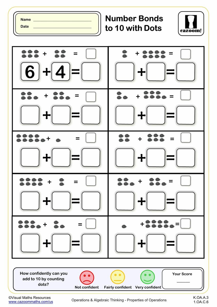 Number Bonds To 10 With Dots K Grade PDF Addition Worksheets Cazoom Math Teacher Mama FREE Roll And Create Number Bonds Printable After School Linky Boy Mama Teacher Mama
