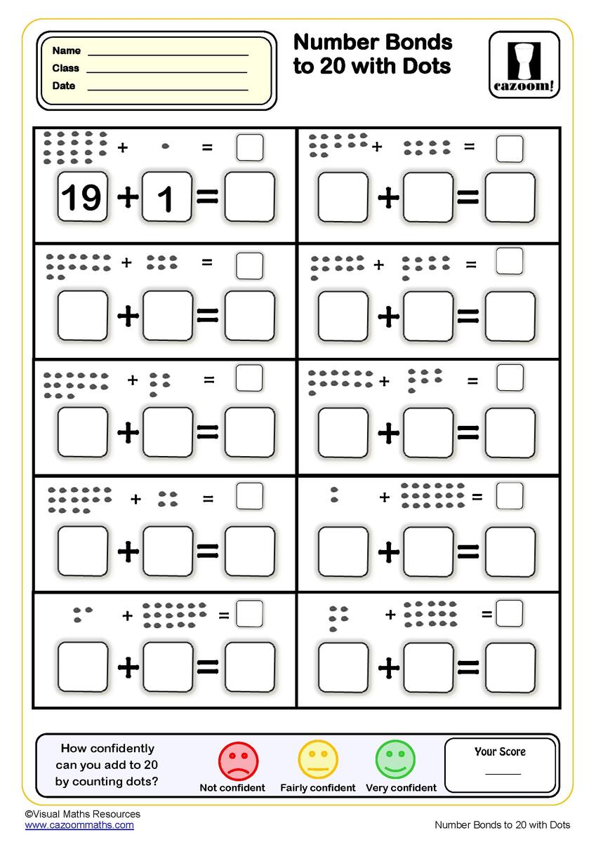 Number Bonds To 20 Worksheets