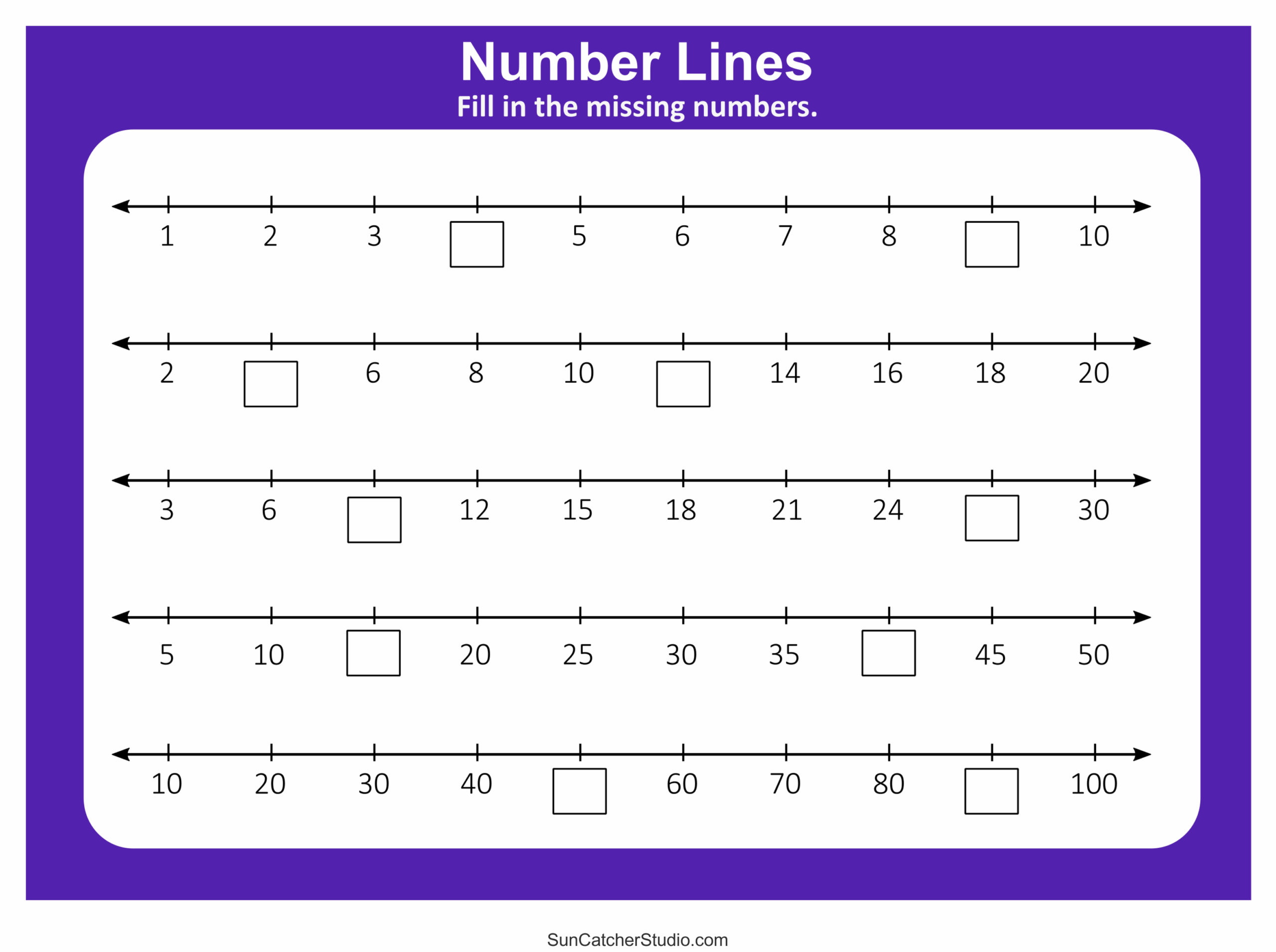Number Lines Integers Decimals Blank Missing Numbers Free Printables Lettering SVG Files Tools Apps