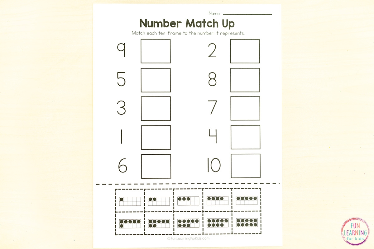 Number Match Up Worksheets Number Match Up Worksheets