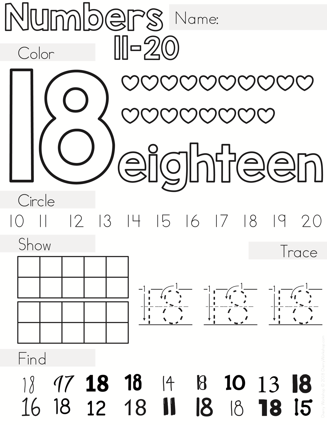 Number Worksheets 11 20 By Teach Simple