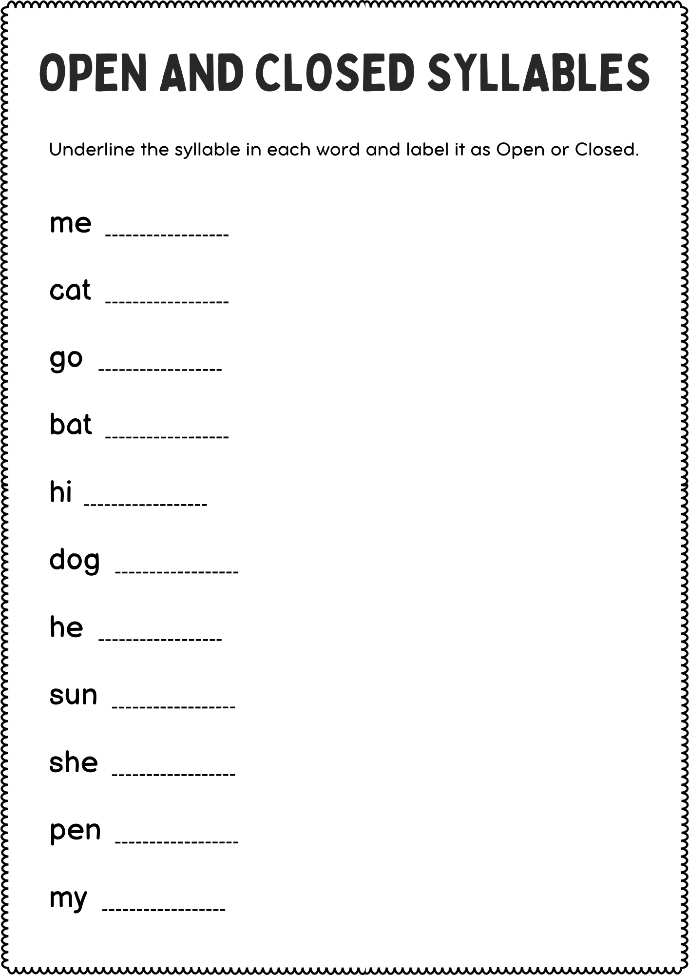 Open And Closed Syllables Grammar Worksheets Open And Closed Syllable Sort Made By Teachers