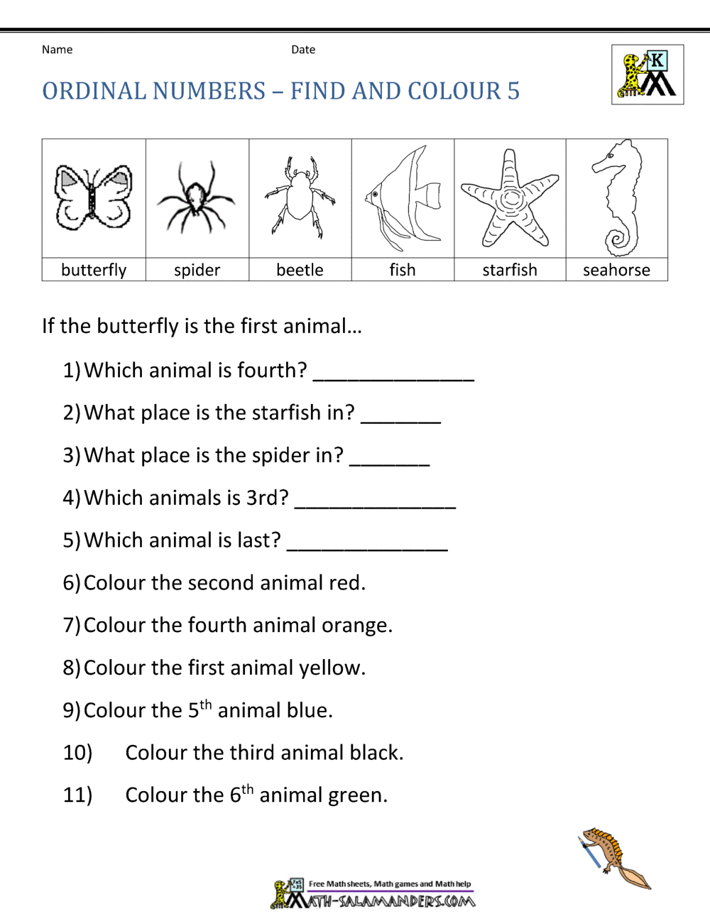 Ordinal Number Worksheets Ordinal Number Worksheets
