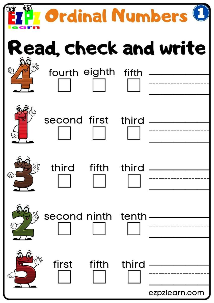Ordinal Numbers Read And Write 1 Ezpzlearn Ordinal Numbers Read And Write 1 Ezpzlearn