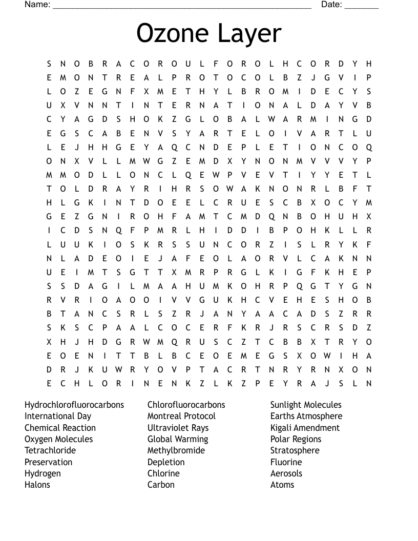 Ozone Layer Word Search WordMint Ozone Layer Word Search WordMint