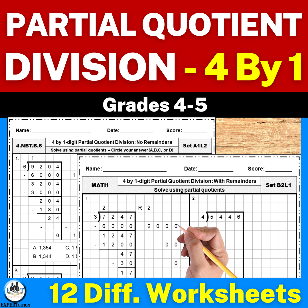 Partial Quotients Division Practice Worksheets 4 Digit By 1 Digit Classful Partial Quotients Division Practice Worksheets 4 Digit By 1 Digit Classful
