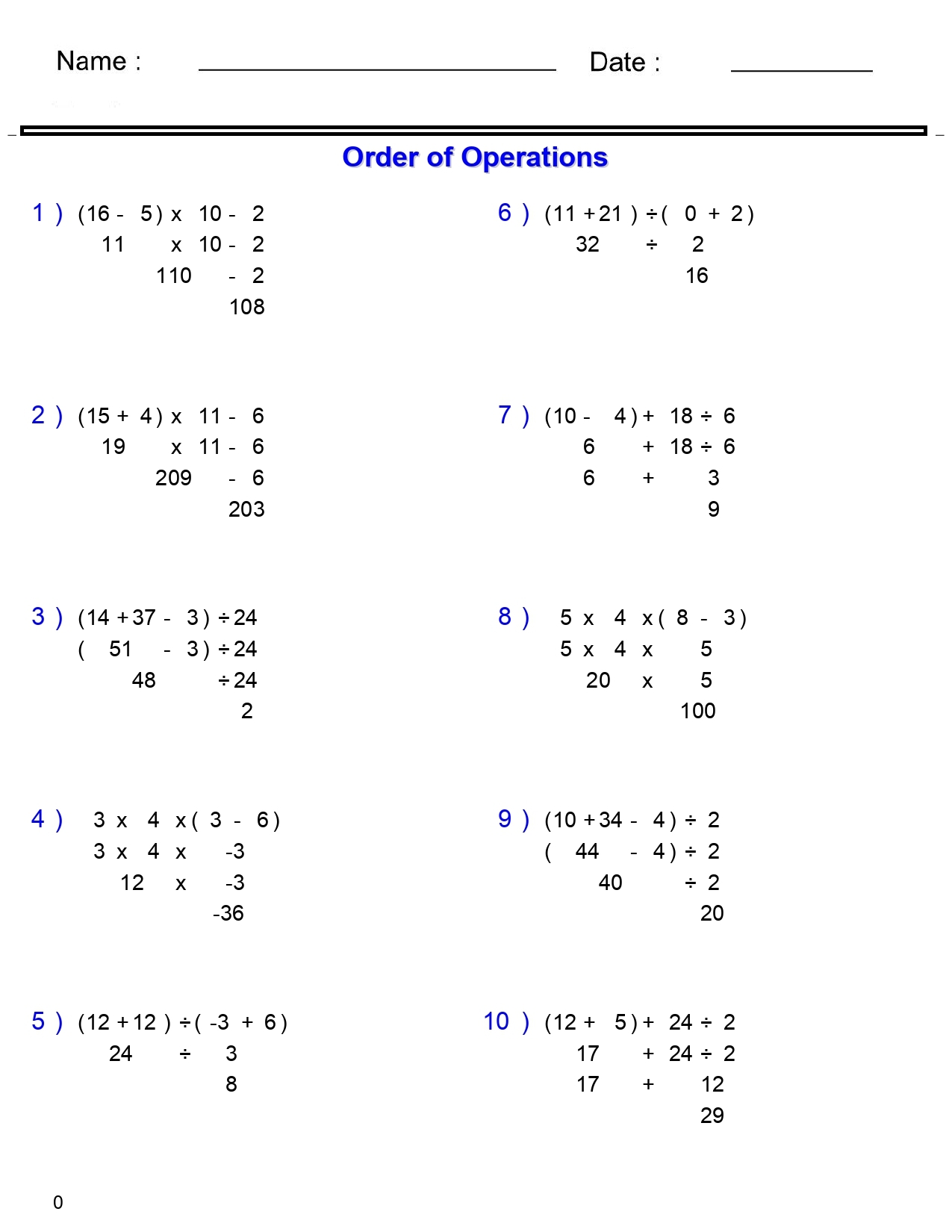 PEMDAS Problems Order Of Operations Worksheets Basic With Parentheses Made By Teachers Order Of Operations Worksheets Superstar Worksheets