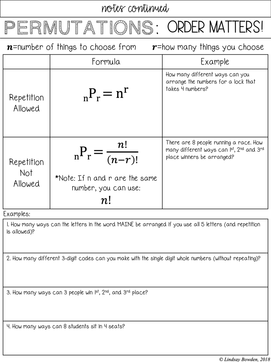 Permutations And Combinations Notes And Worksheets Lindsay Bowden Worksheets Library Permutations And Combinations Notes And Worksheets Lindsay Bowden Worksheets Library