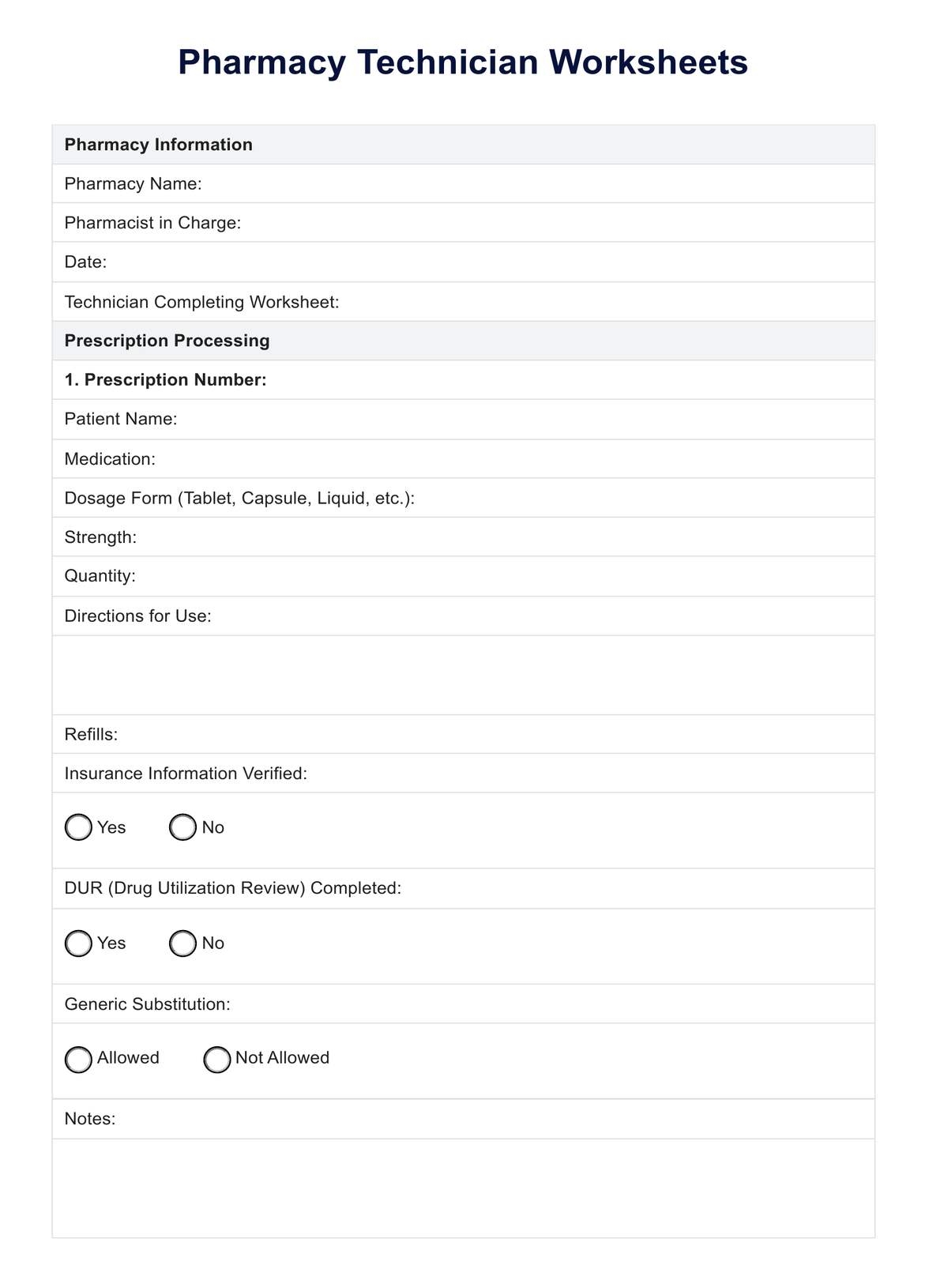 Pharmacy Technician Worksheets Pharmacy Technician Worksheets