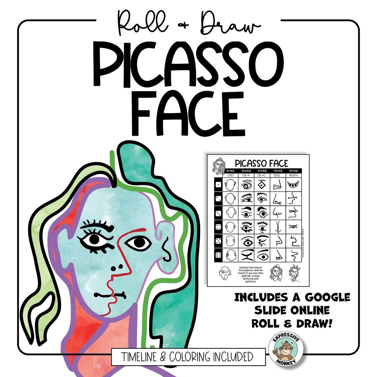 Picasso Face Roll Draw Art Lesson