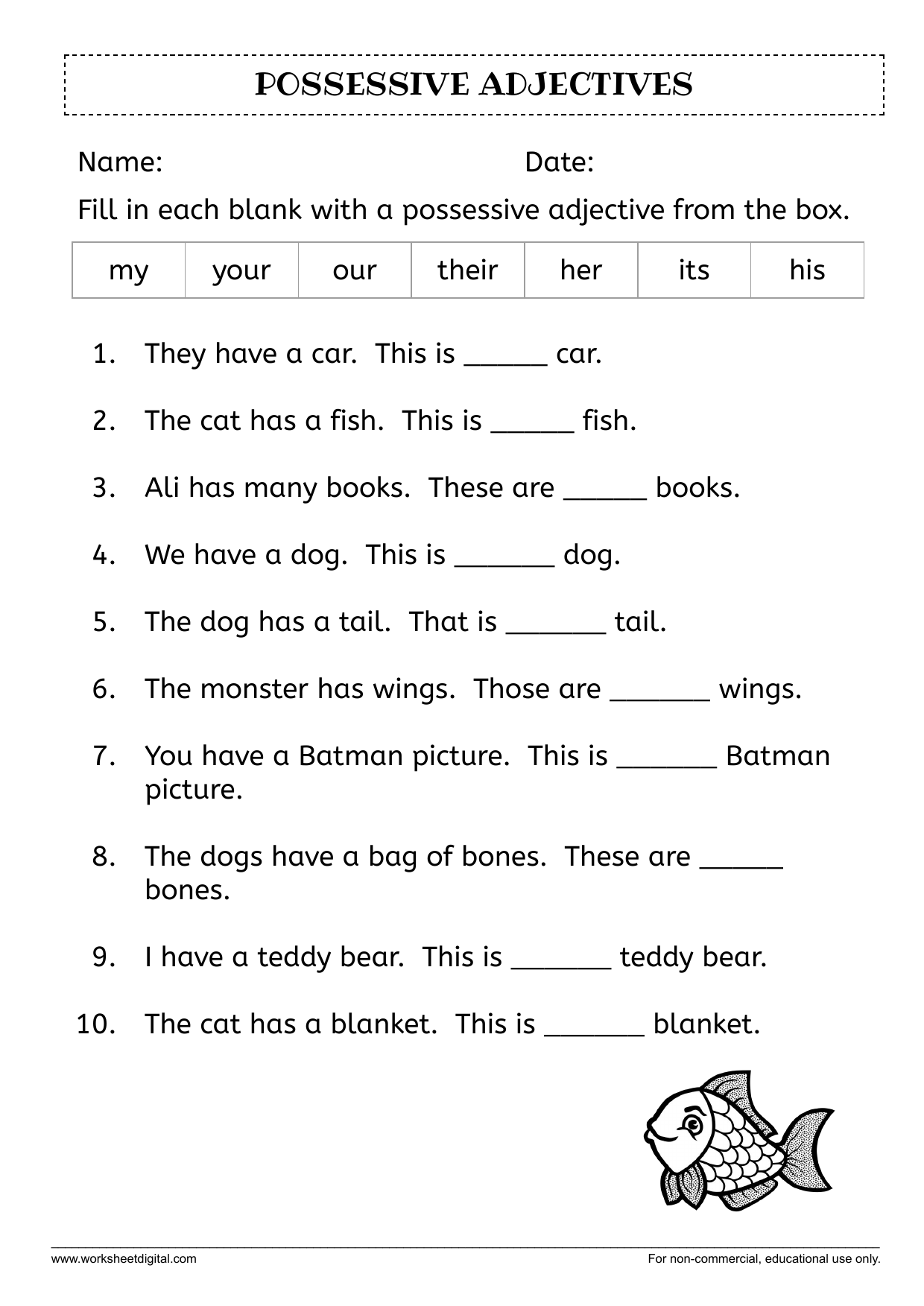 Possessive Adjectives Worksheet