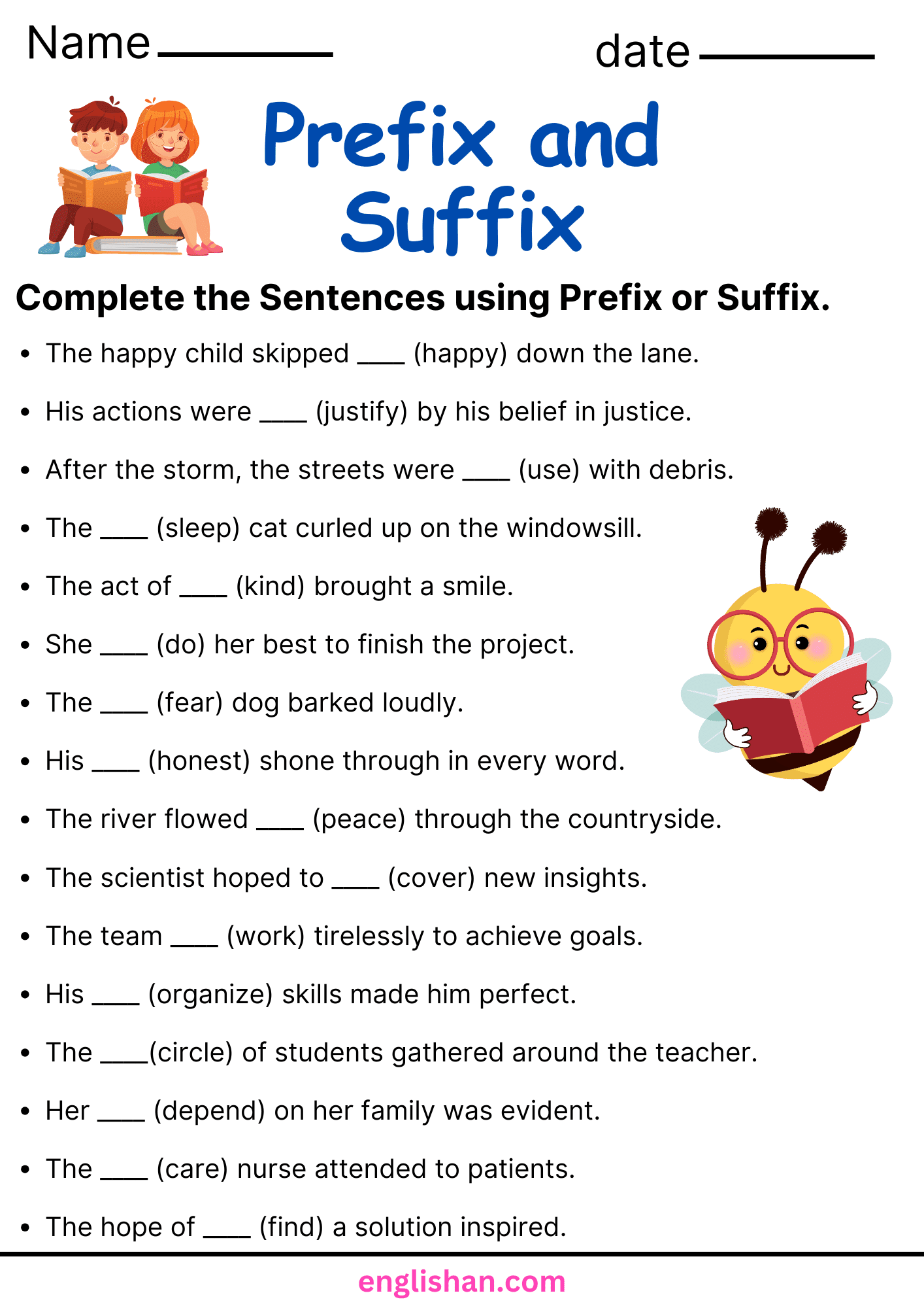 Prefix And Suffix Worksheets And Exercises Englishan