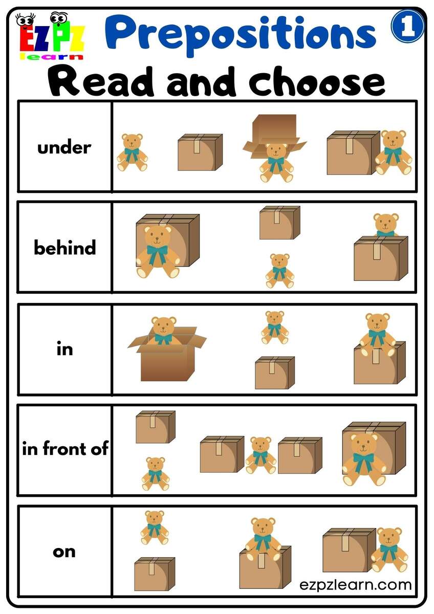 Prepositions Of Place Read And Choose Worksheet For Kindergarten K5 And ESL Students G1 Ezpzlearn Prepositions Of Place Read And Choose Worksheet For Kindergarten K5 And ESL Students G1 Ezpzlearn