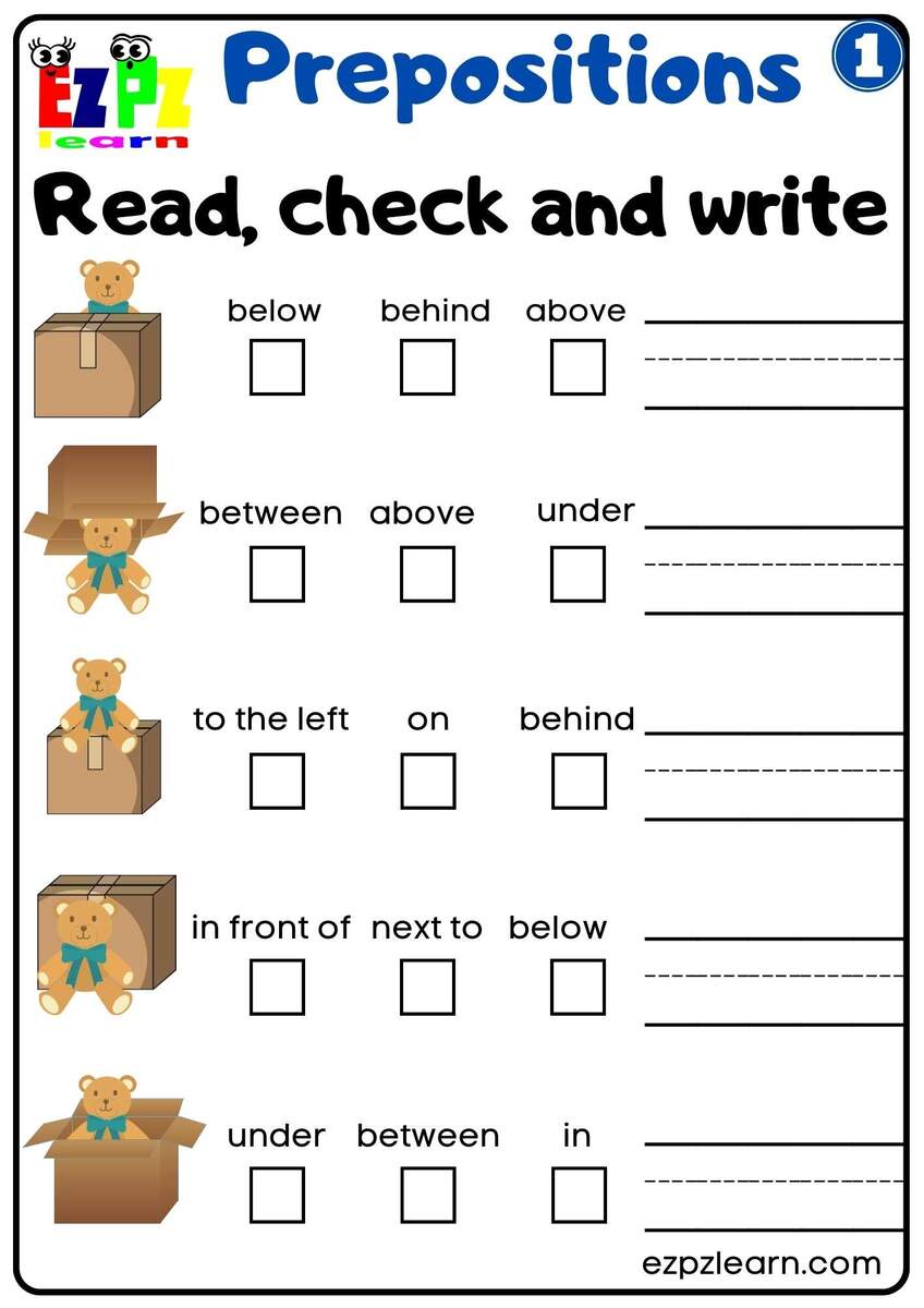Prepositions Of Place Read Check And Write Worksheet For Kindergarten K5 And ESL Students G1 Ezpzlearn Prepositions Of Place Read Check And Write Worksheet For Kindergarten K5 And ESL Students G1 Ezpzlearn