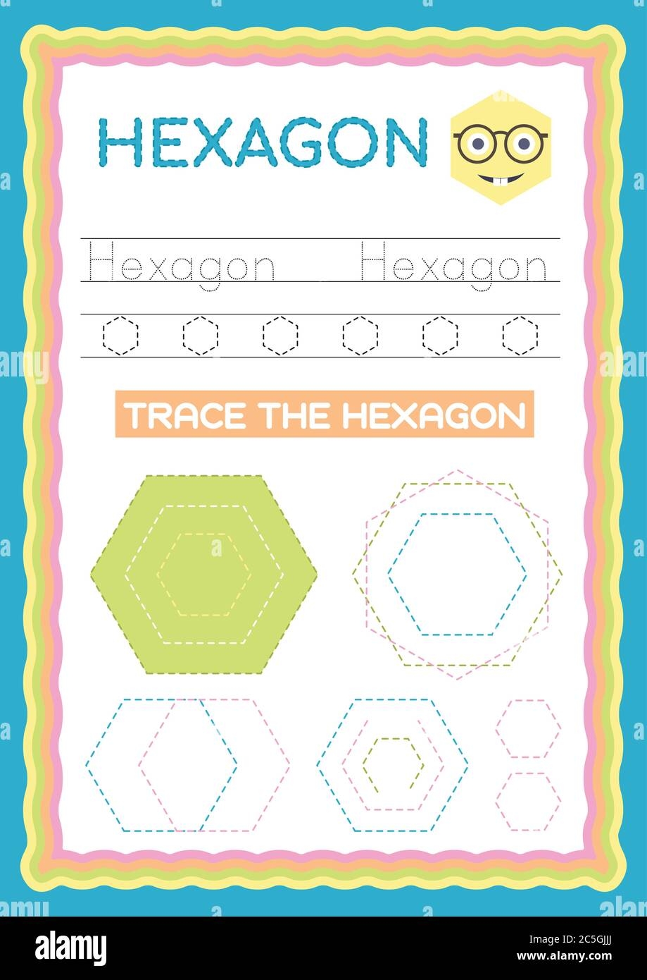 Preschool Colorful Hexagon Shape Tracing And Writing Daily Printable A4 Practice Worksheet Vector Illustration Exercise For Kids Stock Vector Image Art Alamy Preschool Colorful Hexagon Shape Tracing And Writing Daily Printable A4 Practice Worksheet Vector Illustration Exercise For Kids Stock Vector Image Art Alamy