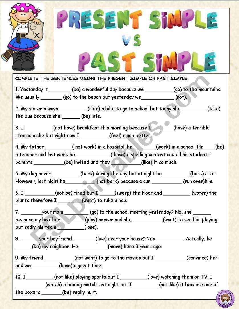 Present Simple Vs Past Simple ESL Worksheet By Lilianamontoya13 Present Simple Vs Past Simple ESL Worksheet By Lilianamontoya13