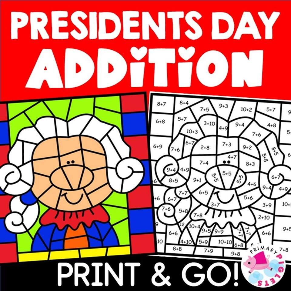 Presidents Day Color By Number Addition Made By Teachers