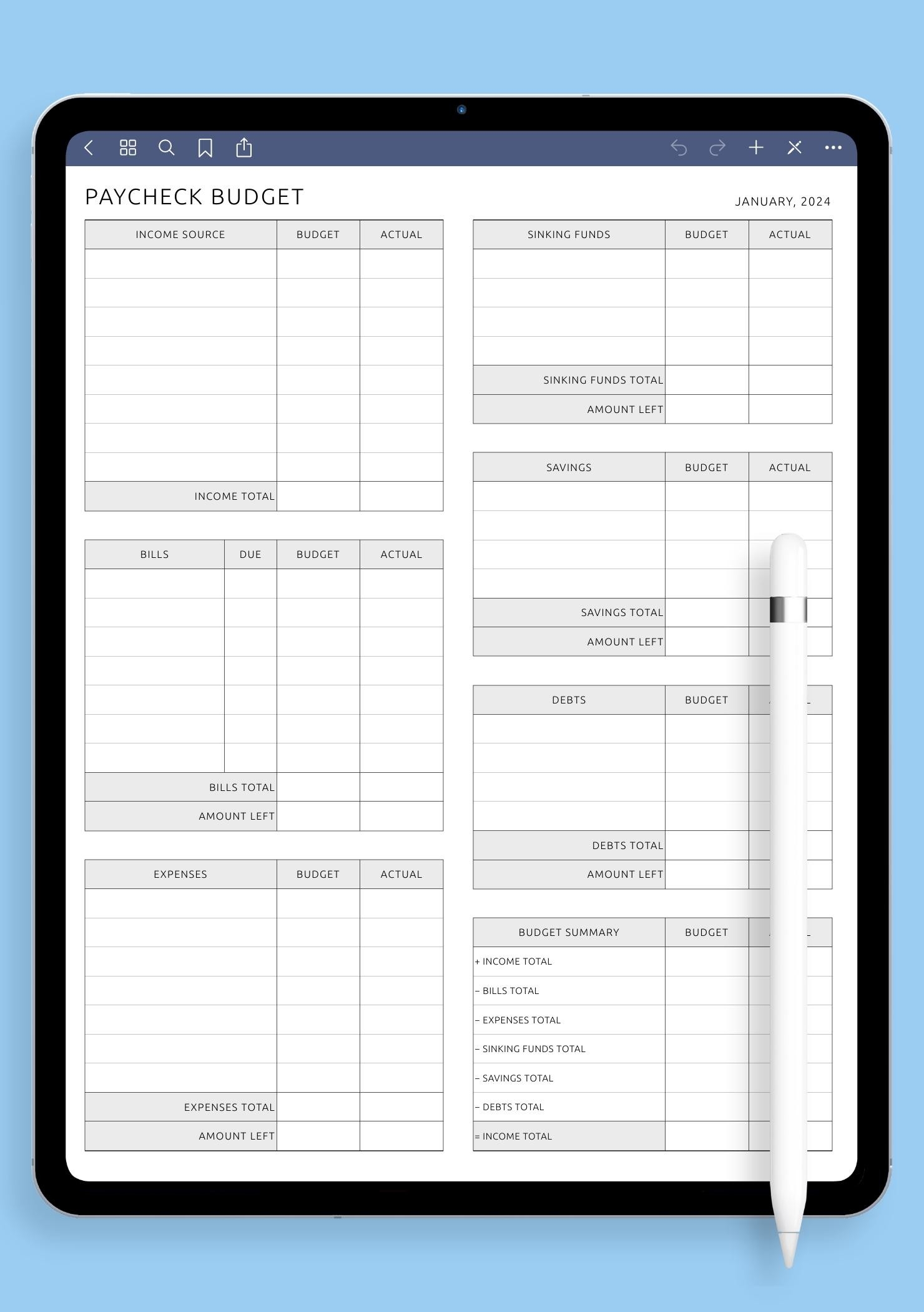 Printable And Digital Paycheck Budget Template Download PDF For ReMarkable Supernote Boox Printable And Digital Paycheck Budget Template Download PDF For ReMarkable Supernote Boox