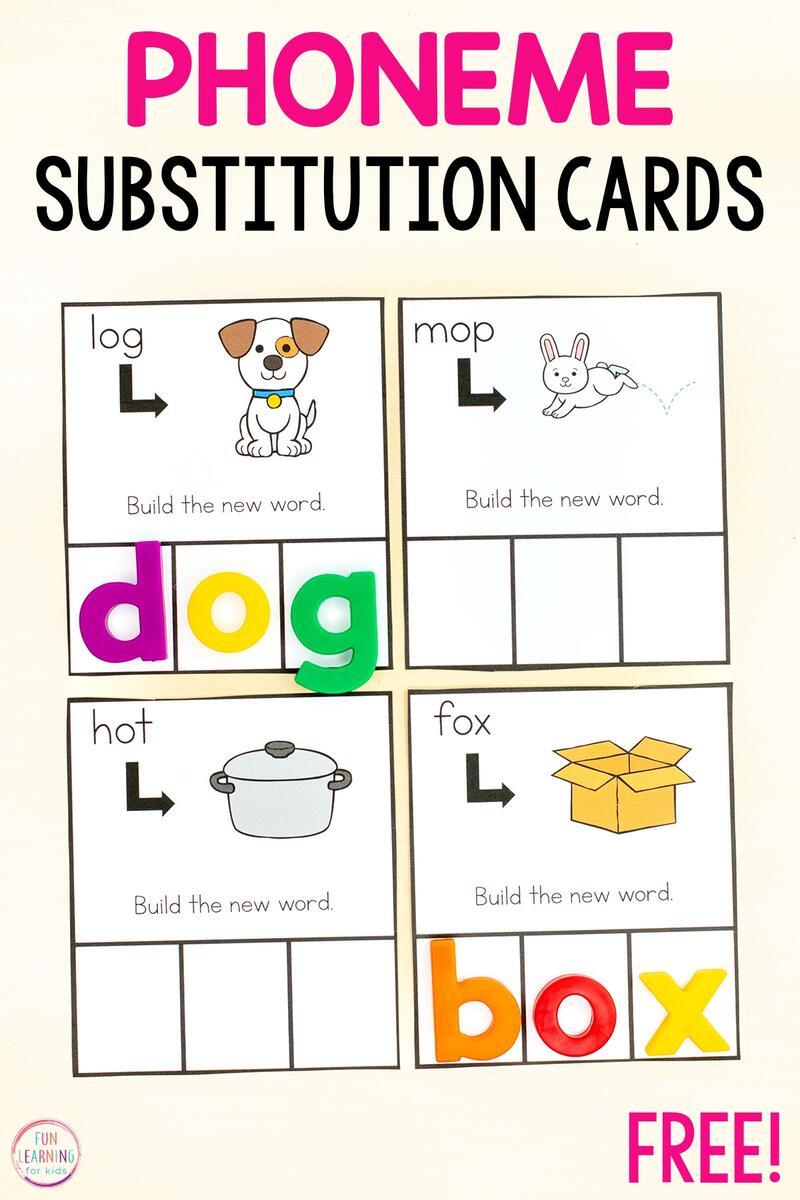 Printable Beginning Sounds Phoneme Substitution Cards