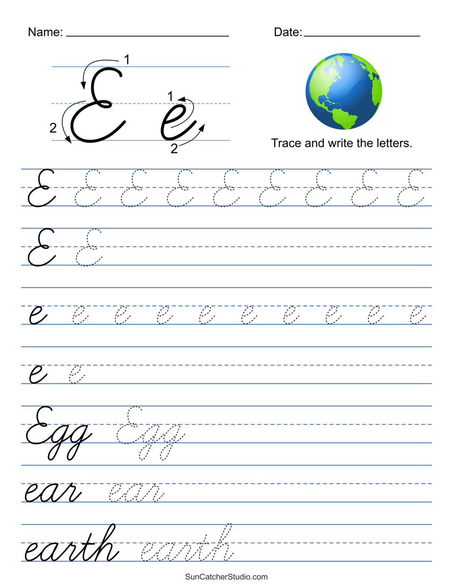 Printable Cursive Handwriting Worksheets Practice Letters Free Printables Lettering SVG Files Tools Apps