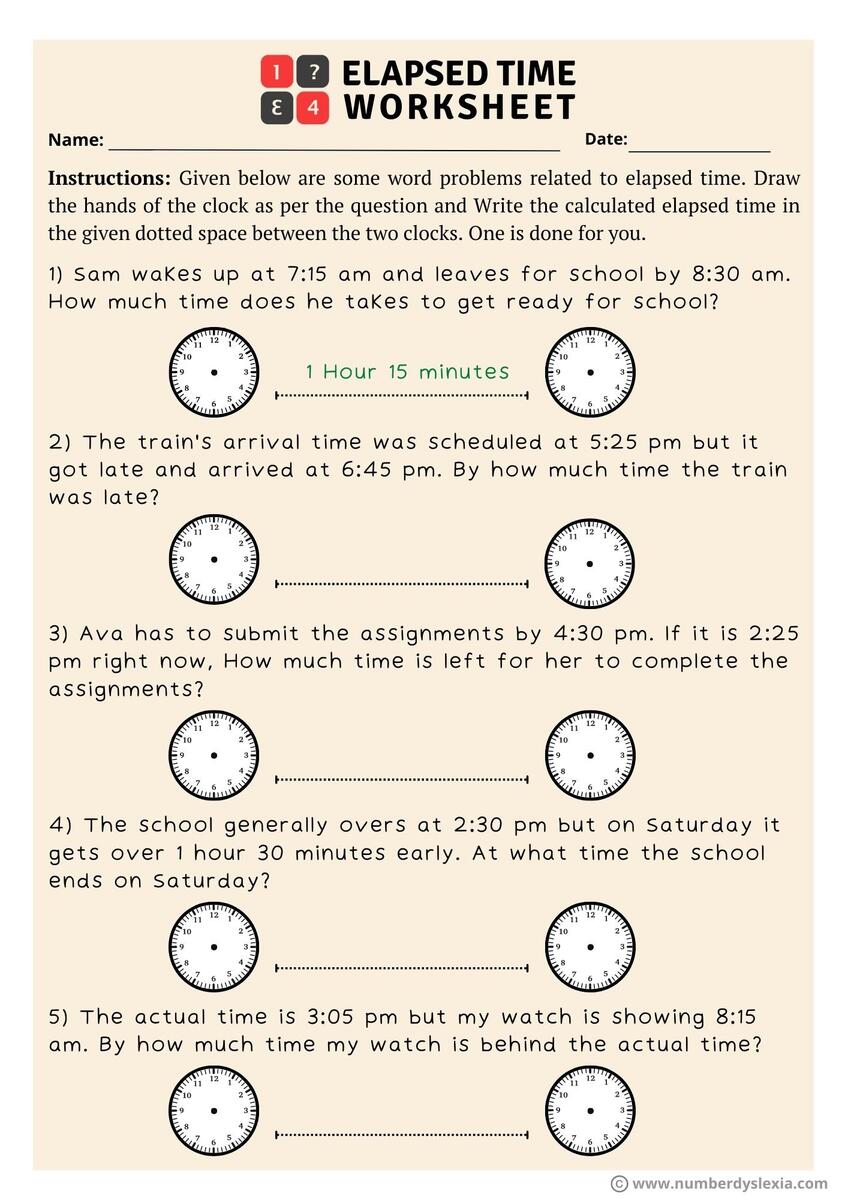 Printable Elapsed Time Word Problems Worksheets PDF Included Number Dyslexia Printable Elapsed Time Word Problems Worksheets PDF Included Number Dyslexia