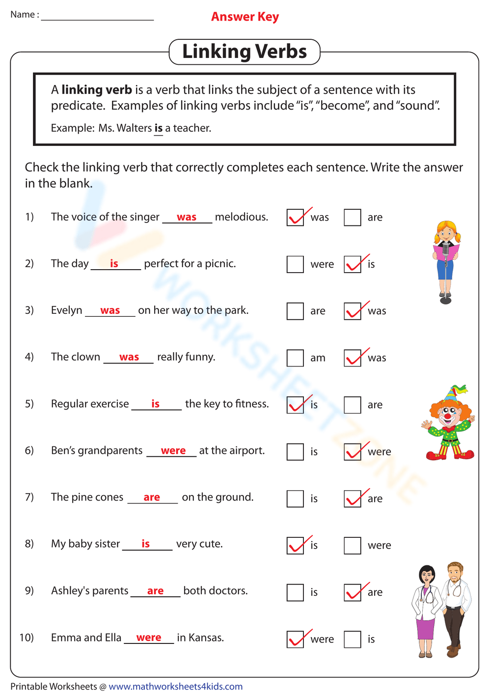 Printable Linking Verbs Worksheets Download Printable Linking Verbs Worksheets Download