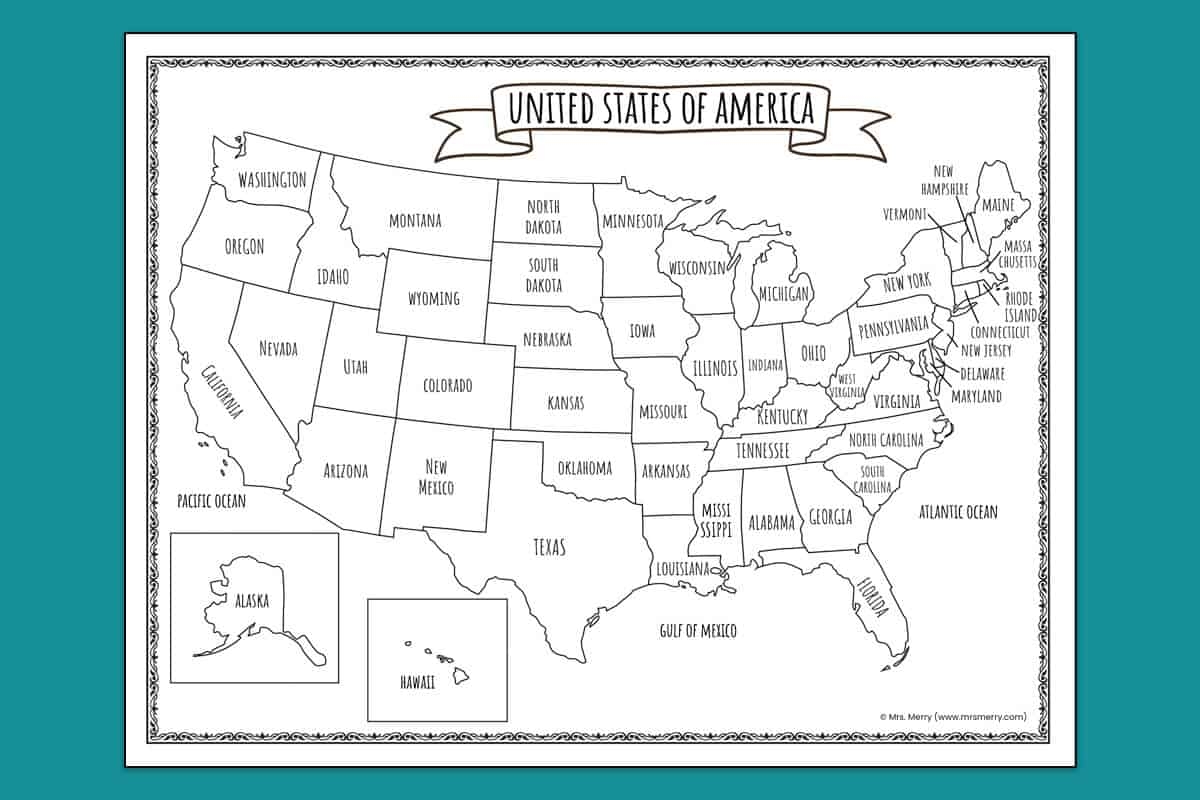 Printable Map Of The United States Mrs Merry 50 States Worksheets Create Print With Storyboard That