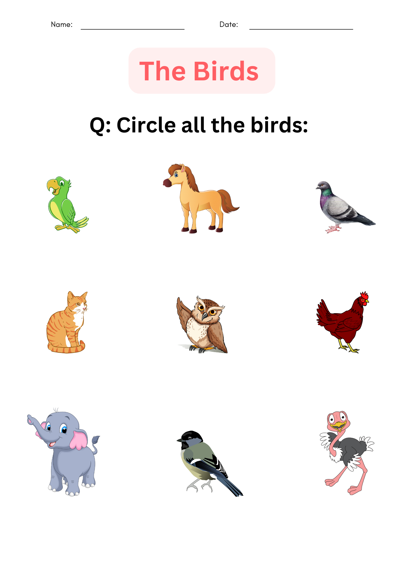 Printable Birds Left Or Right Spatial Thinking Worksheet For Kids
