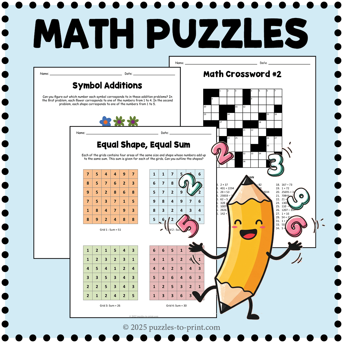 Printable Math Puzzles Printable Math Puzzles