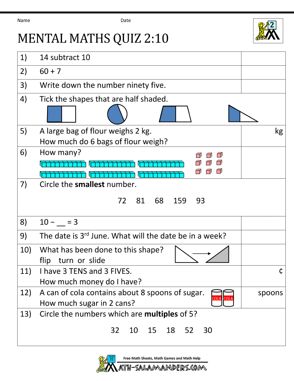 Printable Mental Maths Year 2 Worksheets Printable Mental Maths Year 2 Worksheets