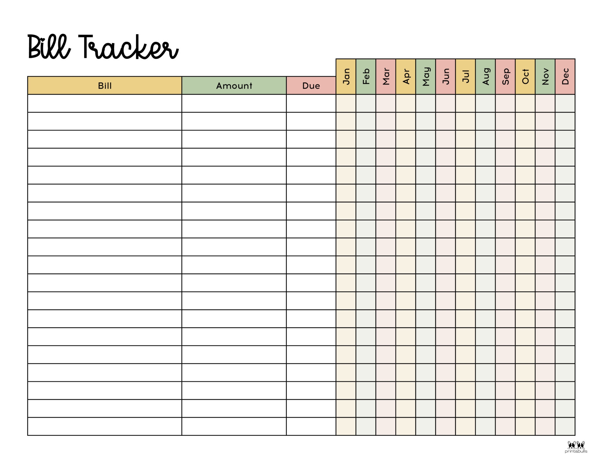 Printable Monthly Bill Organizer Printable Party Favors Free Printable Bill Planner Printable Party Favors