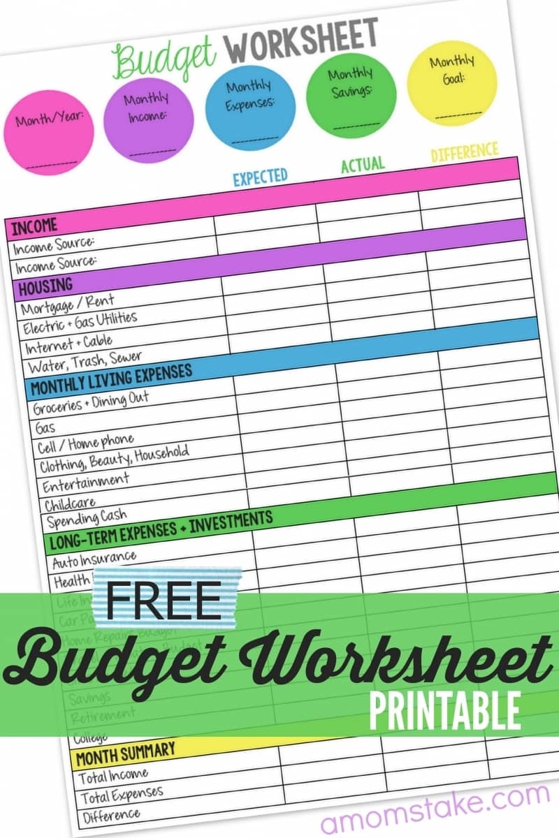 Printable Monthly Family Budget Worksheet A Mom S Take