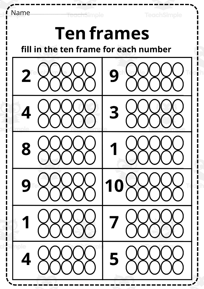Printable Ten Frame Worksheets 1 10 By Teach Simple