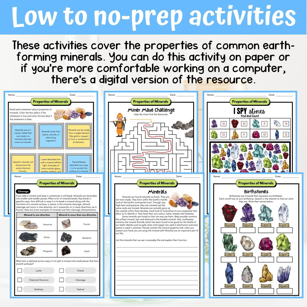 Properties Of Minerals Activity Answer Key 4th Grade Earth Space Science Classful
