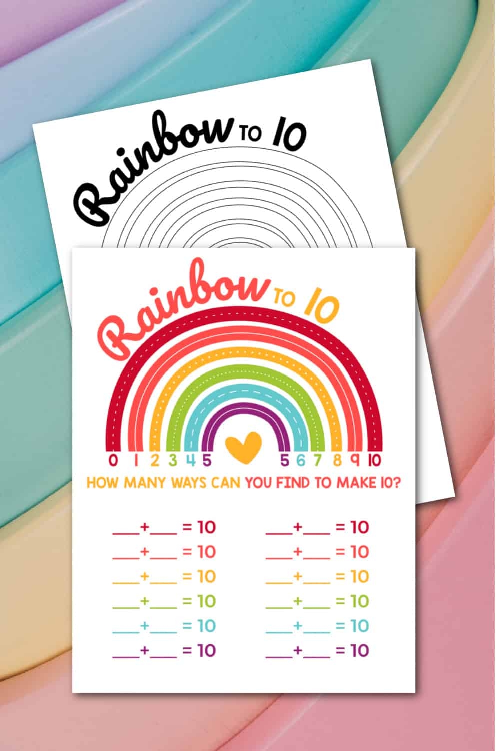 Rainbow Making 10 Worksheet Made With HAPPY Rainbow Number Towers Free Printable Math Activity