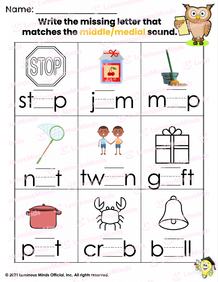 Reading Comprehension Worksheets Middle Medial Sound Worksheet 1