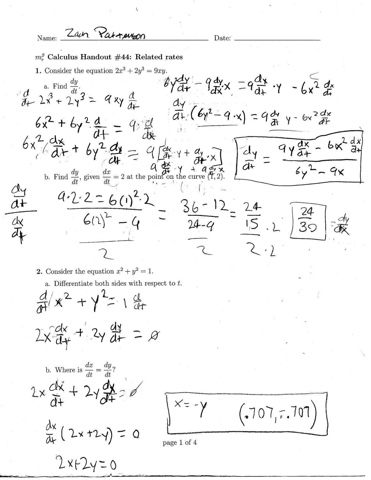 Related Rates Problems Zpattersoncalculus
