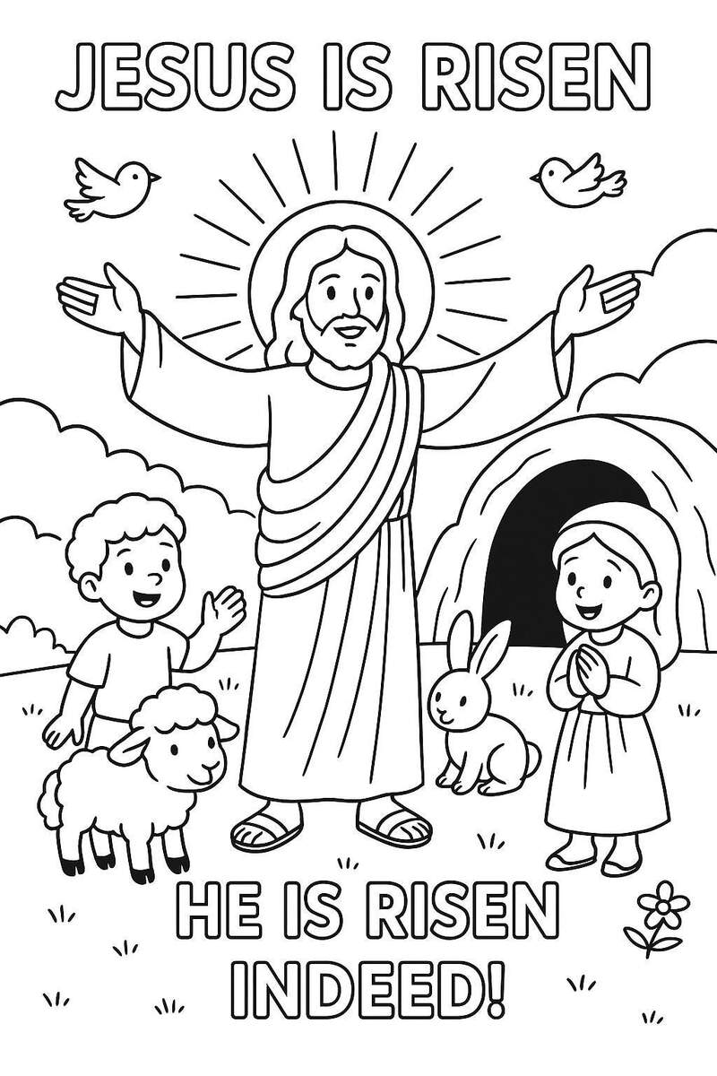 Resurrection Coloring Page He Is Risen Easter Christian Bible Printable For Kids Sunday School Activity Religious Coloring Sheet Etsy