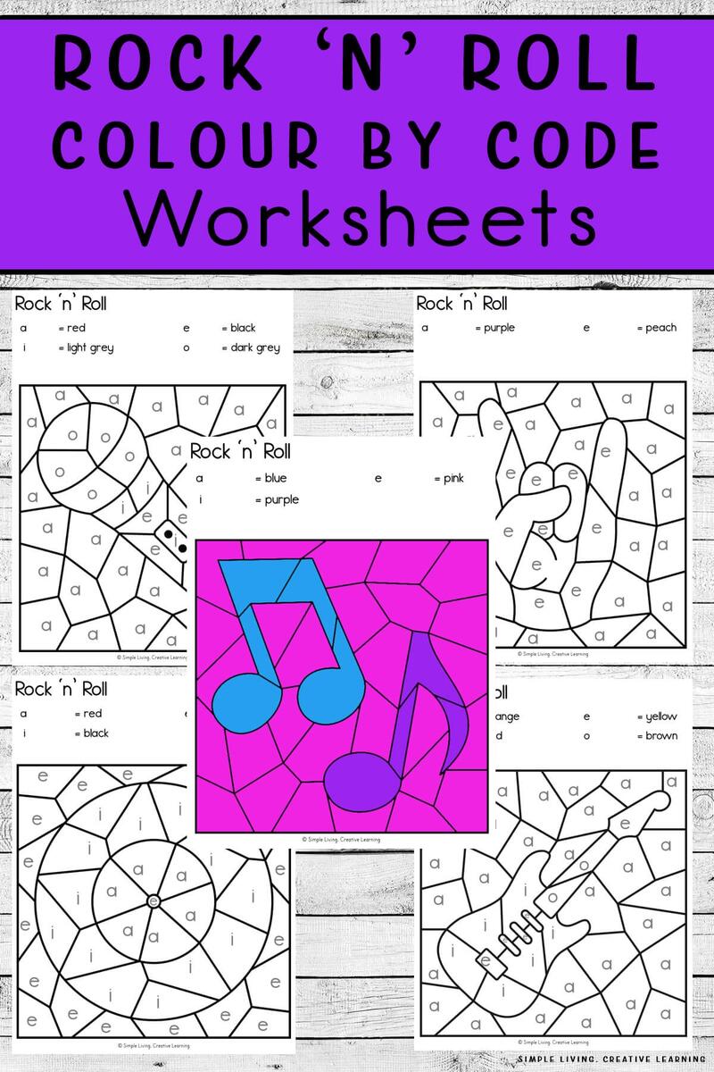 Rock N Roll Colour By Code Worksheets Simple Living Creative Learning Rock N Roll Colour By Code Worksheets Simple Living Creative Learning