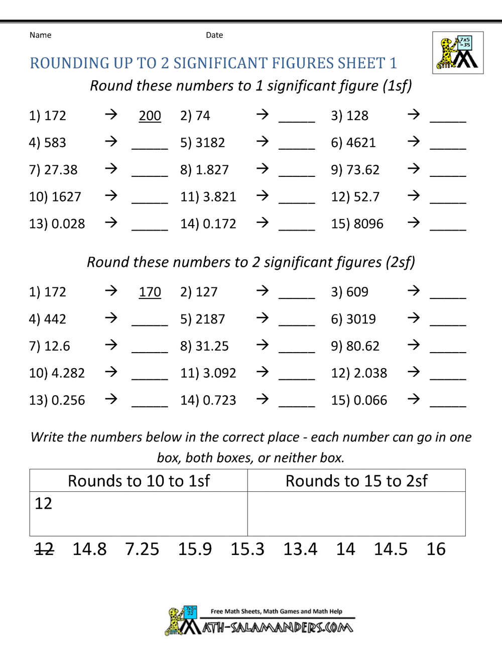 Rounding Significant Figures