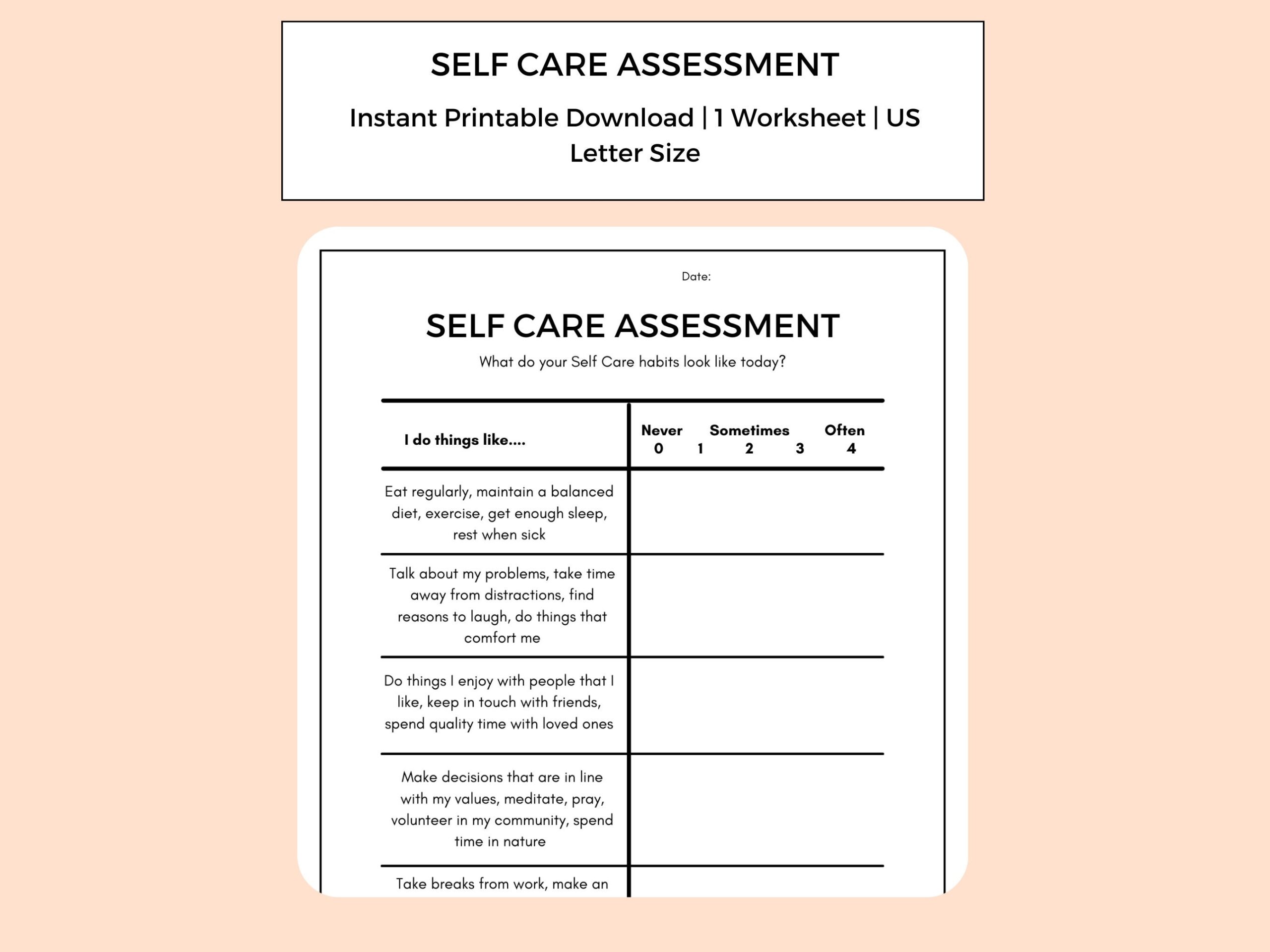 Self Care Assessment Self Care Worksheet Self Care Digital Download Etsy Self Care Assessment Self Care Worksheet Self Care Digital Download Etsy