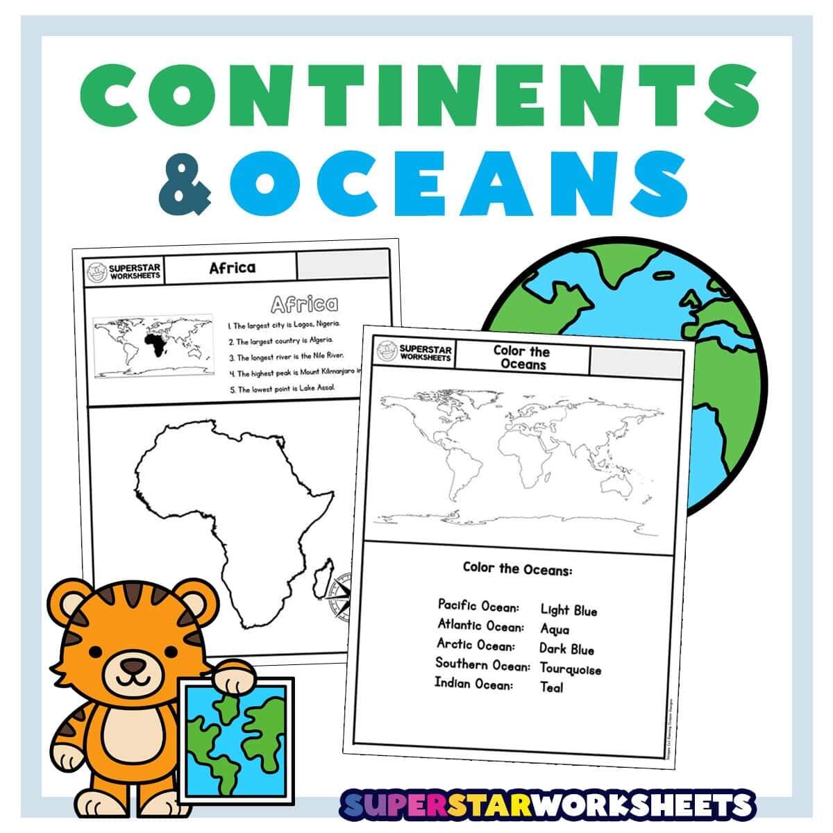 Continents And Oceans Color And Label Blank World Map Elementary Geography Homeschool Printable Activities Social Studies Etsy