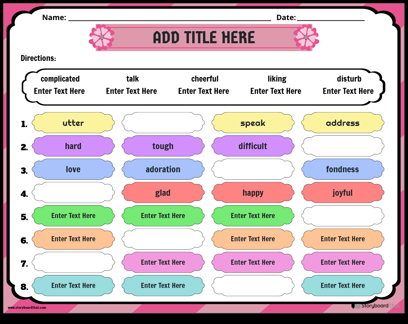 Shades Of Meaning Storyboard That Worksheets Shades Of Meaning Storyboard That Worksheets